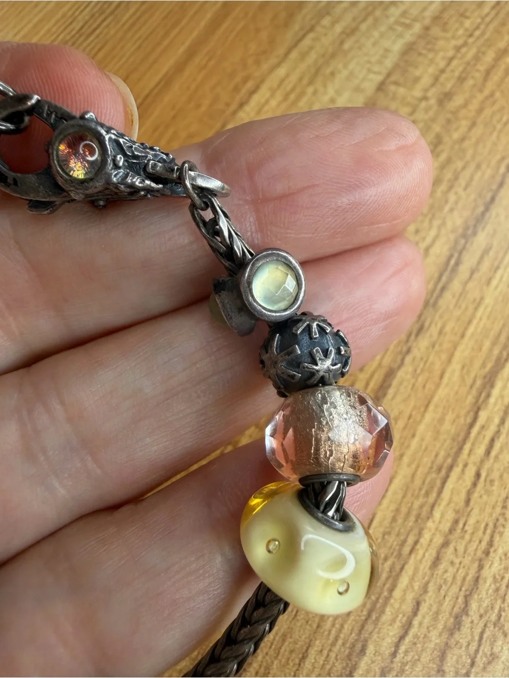 Trollbeads Bracelet with 10 Vintage Beads, Sterling Silver Chain